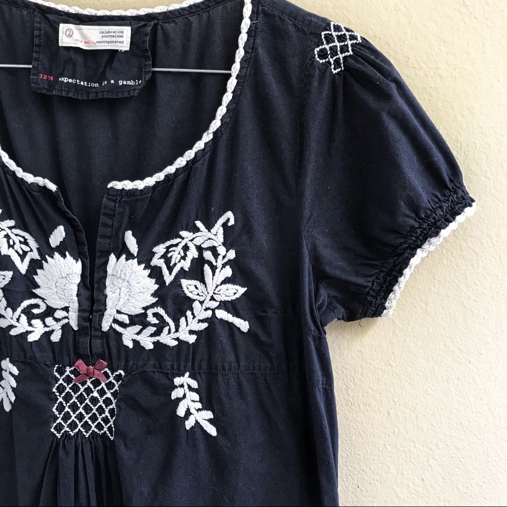 Odd Molly 100% Cotton Black Tunic Dress